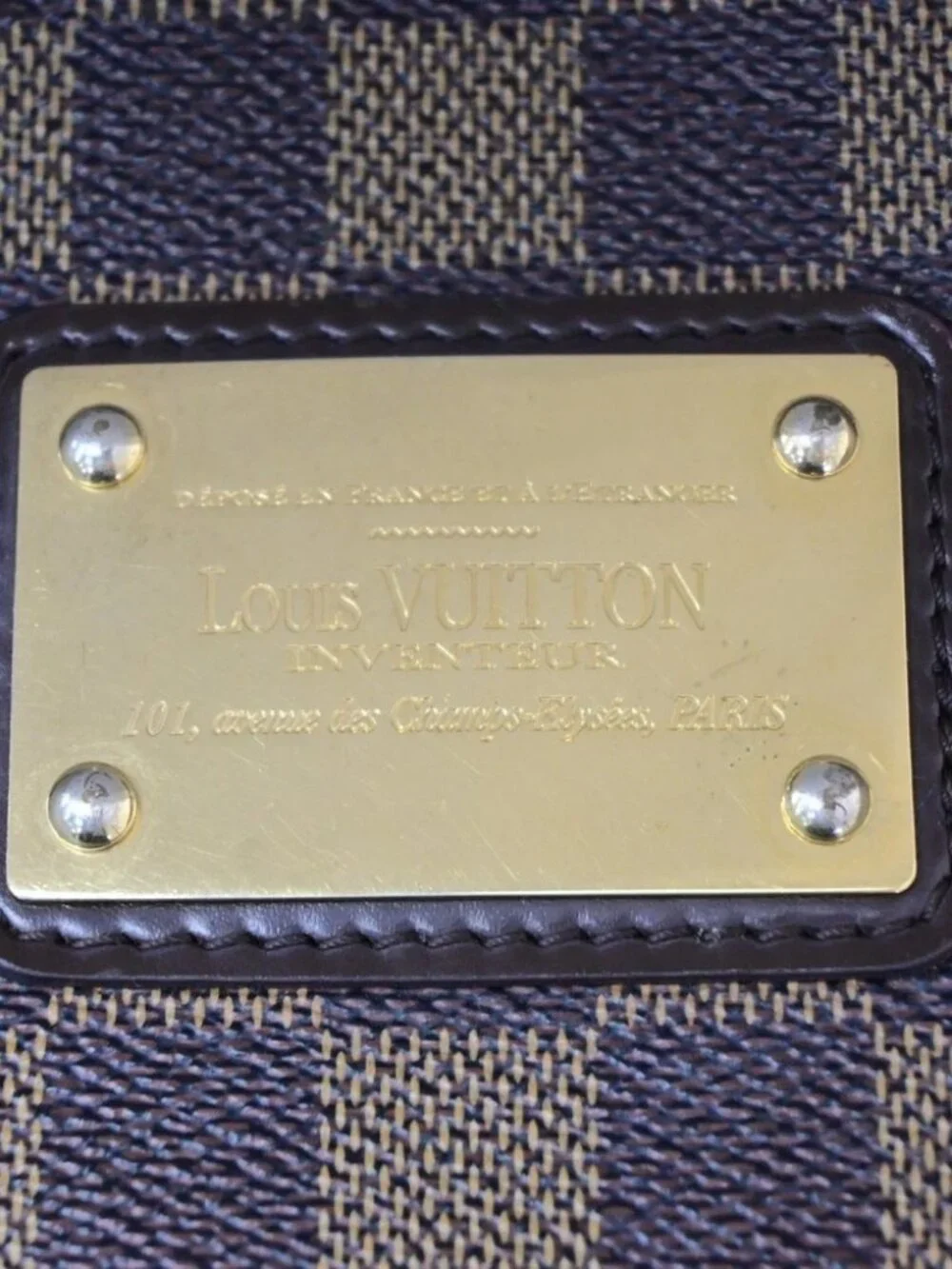 LOUIS VUITTON Eva Chain Shoulder Bag Damier Ebene Leather Brown